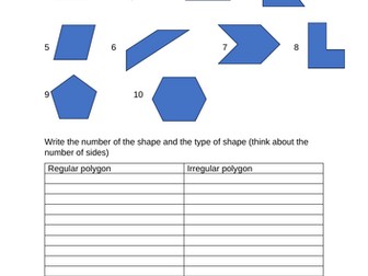 Regular irregular polygons sorting task