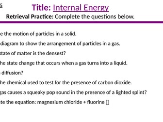 Internal Energy GCSE Physics/Combined Science