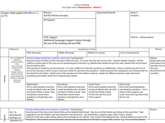 Year 2/3 Unit of work on Hamlet/Lion King