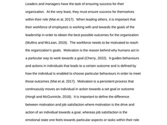 Essay for MA Education - How can leaders motivate staff and what factors inhibit their efforts