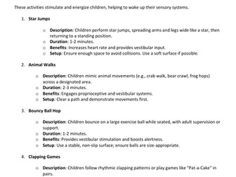 98 Sensory Circuit Activities