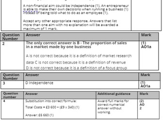 Edexcel 9-1 GCSE Business Theme 1.3 Topic Test