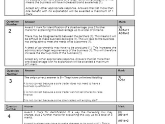 Edexcel 9-1 GCSE Business Theme 1.4 Topic Test