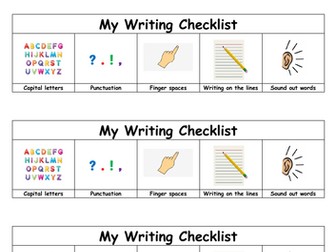 Writing checklist for KS1