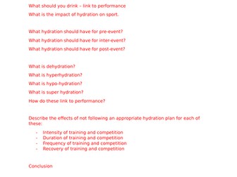 NCFE Sports Coaching level 3 Nutrition
