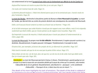 L'Etranger Cheat sheet - La mort