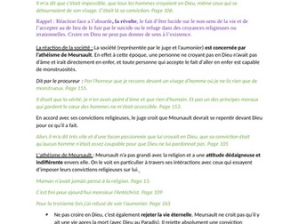 L'Etranger Cheat sheet - la religion