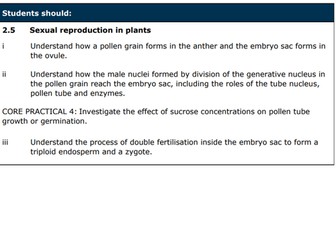 Plant Reproduction AS Level - plus Exam Qs and As