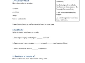 KS2 Science Smoking and Vaping