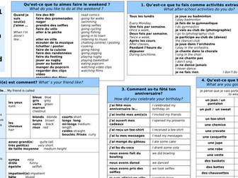 French Dynamo KS3 Module 1 Knowledge Organisers