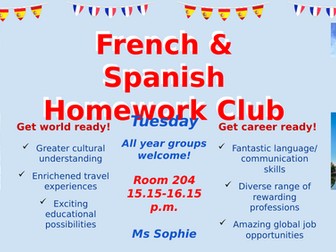 French and Spanish Homework Club Poster