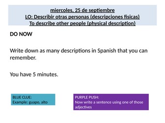 Spanish Family and Relationships with physical and personality Year 9  bundle