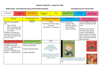 EYFS Continuous Provision Planner - David Attenborough