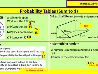 Probability Tables
