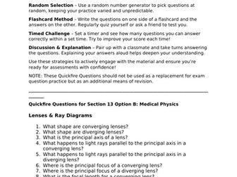 AQA A-Level Physics Quickfire Questions – Section 13 Option B: Medical Physics