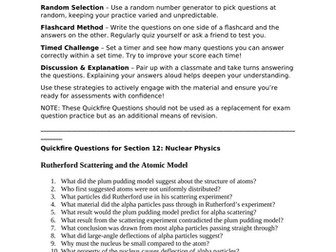 AQA A-Level Physics Quickfire Questions Section 12: Nuclear Physics