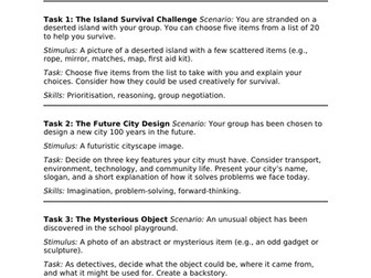 Group scenarios for interviews