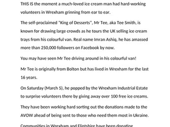 Ice cream man reading comprehension