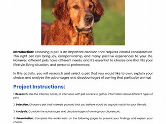 ASDAN Animal Care - Investigate a Pet to Own - Animal Investigation A2