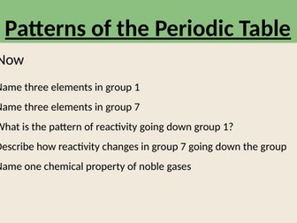 Patterns of the Periodic Table - KS4 Revision