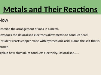 Metals and their Reactions Revision