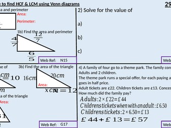 HCF & LCM Using Venns and Prime Factor revision