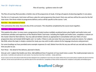Pol plan of learning used for college for year 10 11 english langauge