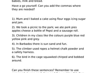 Using commas in a list