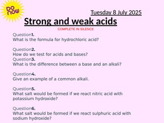 Strong and Weak Acids (higher)
