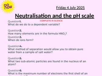 Neutralisation and the pH scale