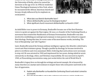 Dietrich Bonhoeffer - Inspirational People - Holocaust