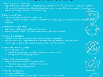Parent Tips - Supporting Y6 to secondary transition