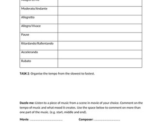 Tempo worksheet