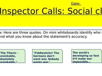 An Inspector Calls essay prep and writing lesson: Social Class Act 1