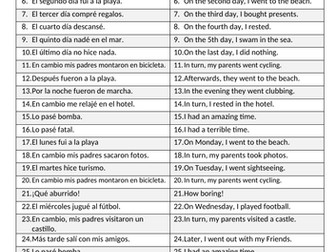 Viva 2 M1 Spanish Ping-Pong translation and Sentence builder- Lo que hicimos