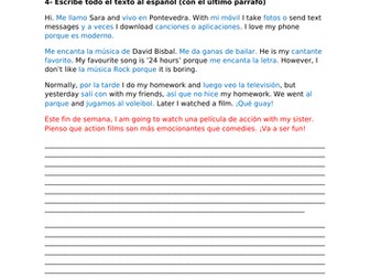 Viva 2 M2 Writing task and tangled translation- differentiated