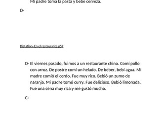 2 x differentiated Back to back dictation tasks- Viva 2 M3- La comida