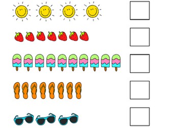 Summer themed counting to 10 worksheet