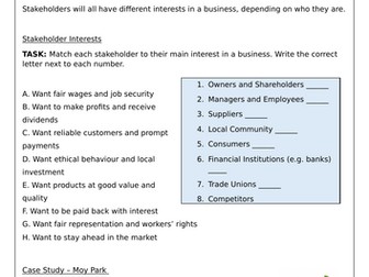 Stakeholder Interest and Conflict GCSE Lesson