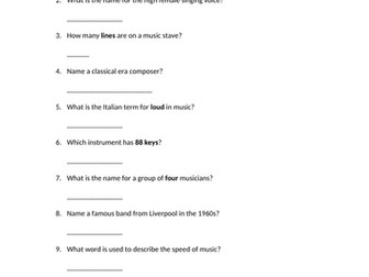 Fun Music Quiz (with answers)