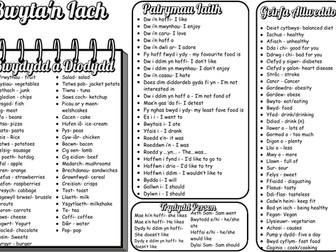 Bwyta'n Iach - TGAU Cymraeg Ail-Iaith Language Mat/Knowledge Organiser