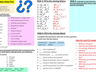 Spanish question words practice/revision worksheet