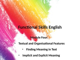 Functional Skills English Level 1 & 2: Module 4 – Textual & Organisational Features, Implicit and In