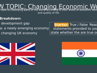 Unit of Work: KS4 Economic Development