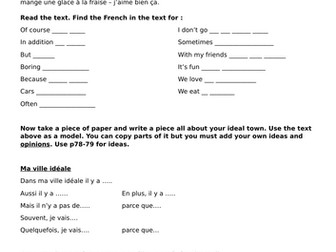 KS3 French Ma ville ideale