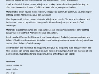 KS3 French Hobbies Story