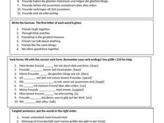 KS4 German Freundschaft vocabulary-buliding and grammar