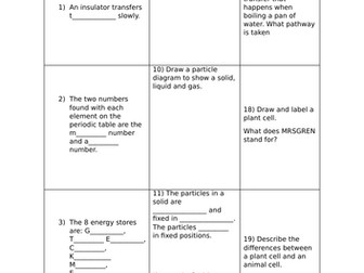 Year 7 Revision Grid