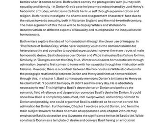 Exploring the theme of sexuality in 'The Picture of Dorian Gray' & 'Oranges are not the Only Fruit'