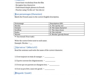 Le Petit Nicholas worksheet